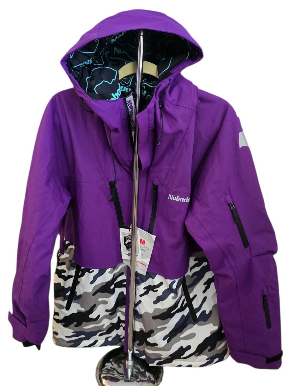 NOBADAY Ski Jacket Purple Camo Insulated Coat Women's Medium NEW With TAGS - Picture 3 of 13